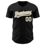 Custom Black Vegas Gold White Baseball Jersey - Authentic Athletic Apparel Custom Black Vegas Gold-White Authentic Baseball - Image 2