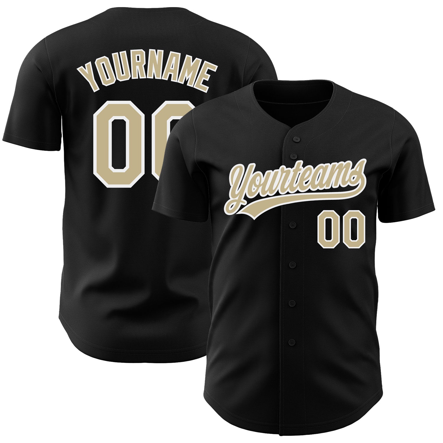 Custom Black Vegas Gold White Baseball Jersey - Authentic Athletic Apparel Custom Black Vegas Gold-White Authentic Baseball