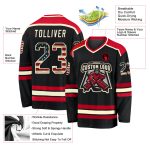 Custom Black Vintage USA Flag Hockey Jersey Cream-Red Unisex Design Custom Black Vintage USA Flag Cream-Red Hockey Jersey - Image 3