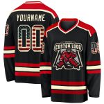 Custom Black Vintage USA Flag Hockey Jersey Cream-Red Unisex Design Custom Black Vintage USA Flag Cream-Red Hockey Jersey