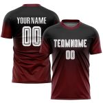 Custom Black White Crimson Sublimation Fade Soccer Jersey Uniform Fashion Custom Black White-Crimson Sublimation Fade Fashion