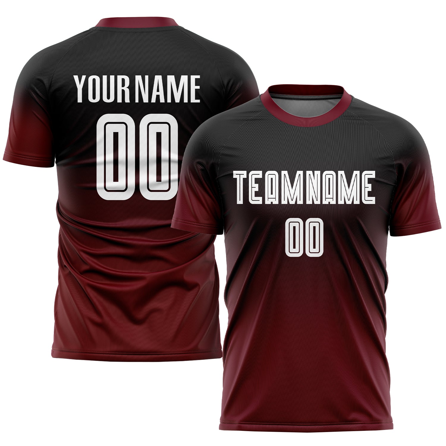 Custom Black White Crimson Sublimation Fade Soccer Jersey Uniform Fashion Custom Black White-Crimson Sublimation Fade Fashion