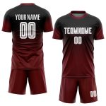 Custom Black White Crimson Sublimation Fade Soccer Jersey Uniform Fashion Custom Black White-Crimson Sublimation Fade Fashion - Image 2