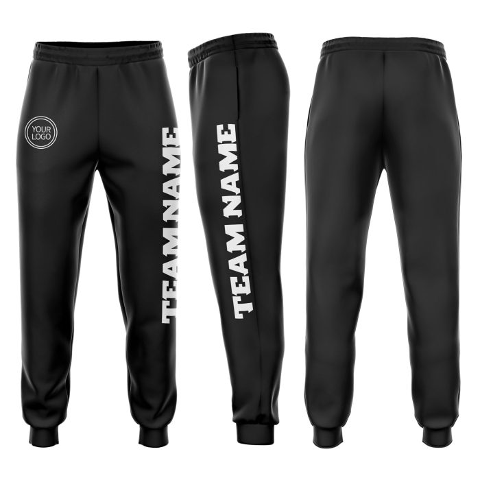 Custom Black White Fleece Joggers for Men and Women - Comfortable Sweatpants Custom Black White Fleece Jogger Sweatpants - Image 1