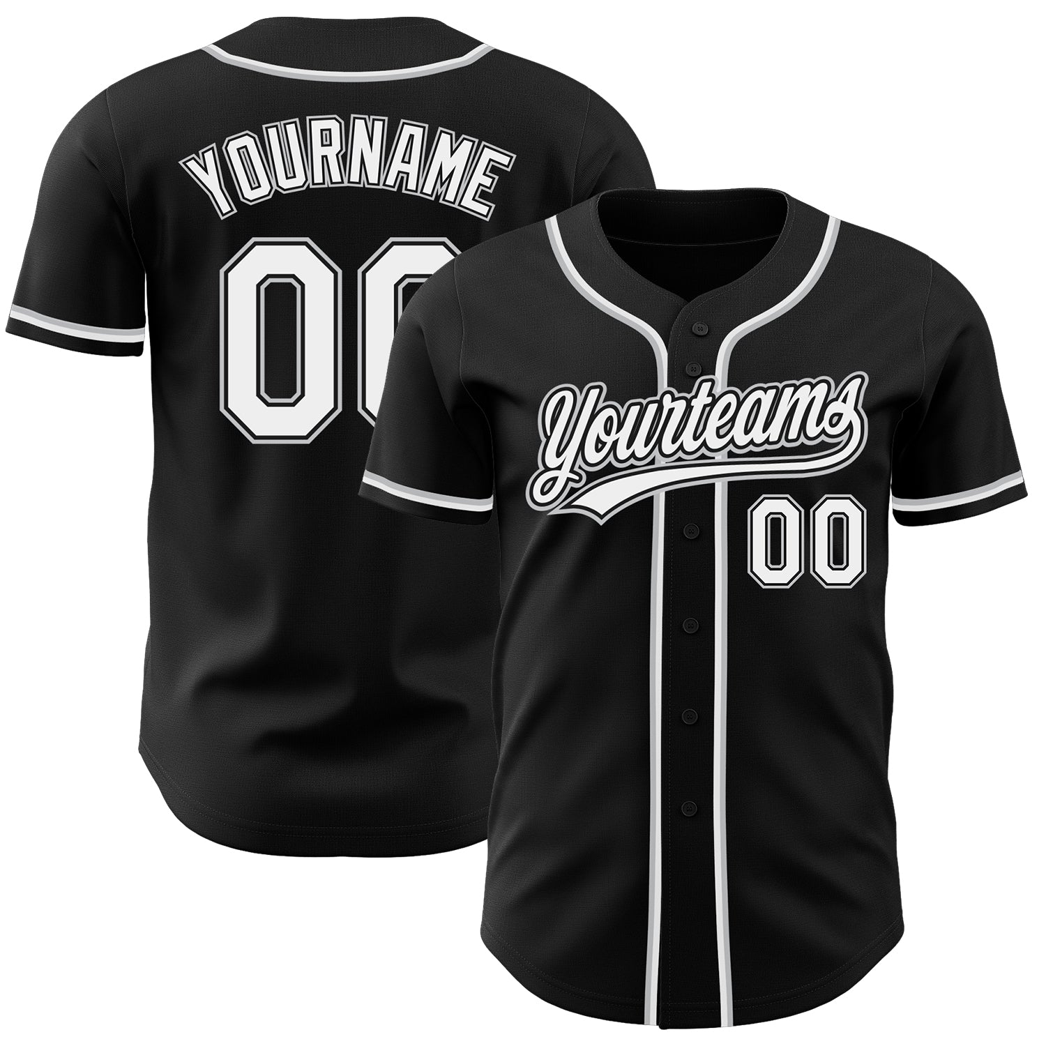 Custom Authentic Black White Gray Baseball Jersey for Men and Women Custom Black White-Gray Authentic Baseball Jersey