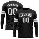 Custom Long Sleeve Performance T-Shirt in Black White Gray Custom Black White-Gray Long Sleeve Performance T-Shirt