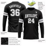 Custom Long Sleeve Performance T-Shirt in Black White Gray Custom Black White-Gray Long Sleeve Performance T-Shirt - Image 3