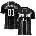 Custom Sublimation Soccer Jersey Black White Gray Design Uniform Custom Black White-Gray Sublimation Soccer Uniform Jersey
