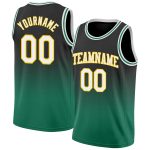 Custom Black White Kelly Green Fade Basketball Jersey - Authentic Fashion Style Custom Black White-Kelly Green Authentic