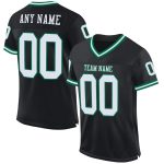 Custom Black White Kelly Green Authentic Throwback Football Jersey - Personalized Sports Apparel Custom Black White-Kelly