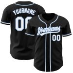 Custom Black Light Blue Authentic Baseball Jersey for Men and Women Custom Black White-Light Blue Authentic Baseball Jersey