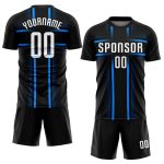 Custom Soccer Jersey Black White Light Blue Sublimation Uniform Custom Black White-Light Blue Sublimation Soccer Uniform - Image 2