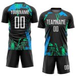 Custom Soccer Uniform Jersey - Black White Light Blue Sublimation Style 2059 Custom Black White-Light Blue Sublimation Soccer - Image 2