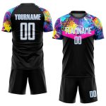 Custom Soccer Jersey Black White Light Blue Sublimation Style 8108 Custom Black White-Light Blue Sublimation Soccer Uniform - Image 2