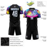Custom Soccer Jersey Black White Light Blue Sublimation Style 8108 Custom Black White-Light Blue Sublimation Soccer Uniform - Image 3