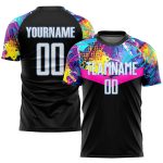 Custom Soccer Jersey Black White Light Blue Sublimation Style 8108 Custom Black White-Light Blue Sublimation Soccer Uniform