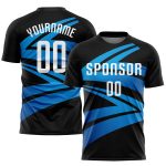 Custom Sublimation Soccer Uniform Jersey Black White Light Blue Style 9918 Custom Black White-Light Blue Sublimation Soccer
