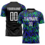 Custom Neon Green Black White Soccer Uniform Jersey for Sublimation Style 6411 Custom Black White-Neon Green Sublimation
