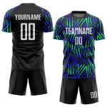 Custom Neon Green Black White Soccer Uniform Jersey for Sublimation Style 6411 Custom Black White-Neon Green Sublimation - Image 2