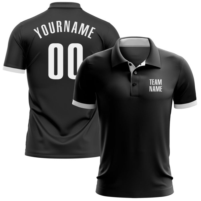 Custom Black and White Performance Golf Polo Shirt for Men and Women Custom Black White Performance Golf Polo Shirt - Image 1