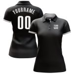 Custom Black and White Performance Golf Polo Shirt for Men and Women Custom Black White Performance Golf Polo Shirt - Image 2