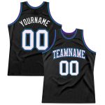 Custom Basketball Jersey Black White Purple Teal Authentic Throwback Design Custom Black White Purple-Teal Authentic Throwback