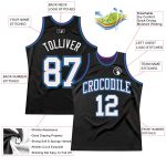 Custom Basketball Jersey Black White Purple Teal Authentic Throwback Design Custom Black White Purple-Teal Authentic Throwback - Image 2