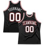 Custom Black and Red Basketball Jersey - Authentic Throwback Design Custom Black White-Red Authentic Throwback Basketball