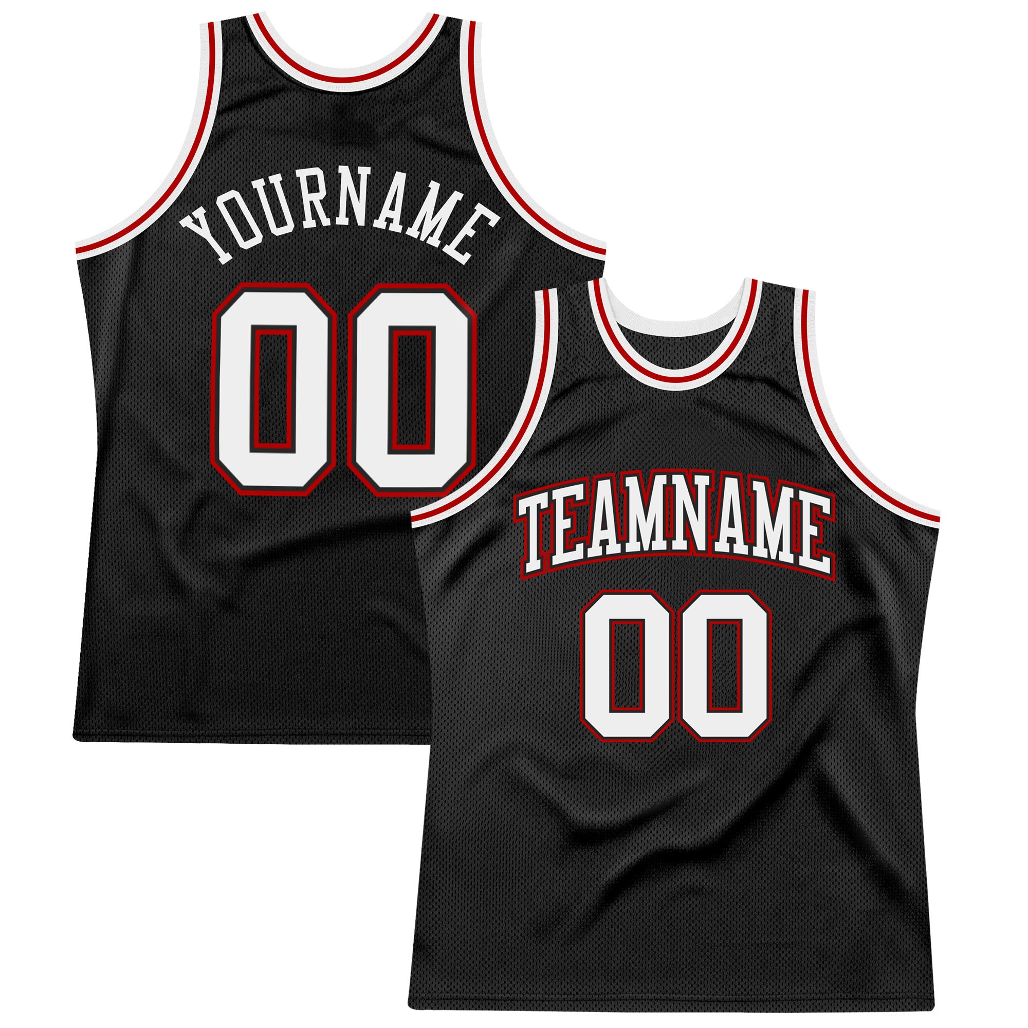 Custom Black and Red Basketball Jersey - Authentic Throwback Design Custom Black White-Red Authentic Throwback Basketball