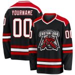 Custom Black Red White Hockey Jersey - Personalized Ice Sportswear Custom Black White-Red Hockey Jersey