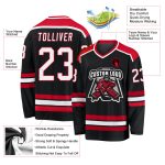 Custom Black Red White Hockey Jersey - Personalized Ice Sportswear Custom Black White-Red Hockey Jersey - Image 3