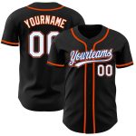 Custom Baseball Jersey | Black White Royal-Orange Authentic Design Custom Black White Royal-Orange Authentic Baseball Jersey