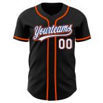 Custom Baseball Jersey | Black White Royal-Orange Authentic Design Custom Black White Royal-Orange Authentic Baseball Jersey - Image 2