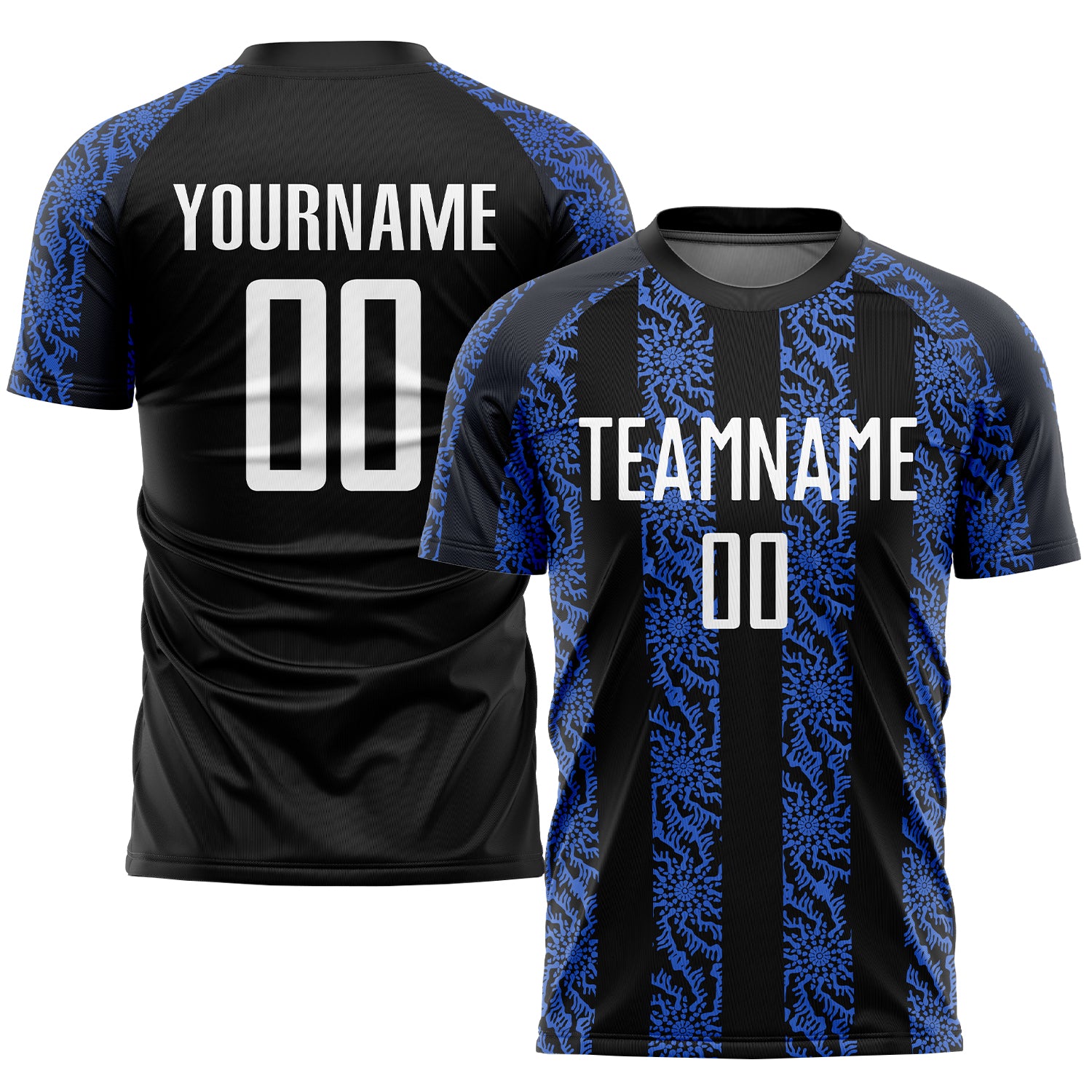 Custom Black White-Royal Sublimation Soccer Uniform Jersey Style 8791 Custom Black White Royal Soccer Jersey Sublimation Uniform Style 8791 Custom Black White-Royal Sublimation Soccer Uniform - Image 1