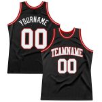 Custom Authentic Basketball Jersey - Black White Silver Gray-Red Throwback Design Custom Black White Silver Gray-Red Authentic