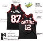 Custom Authentic Basketball Jersey - Black White Silver Gray-Red Throwback Design Custom Black White Silver Gray-Red Authentic - Image 2