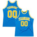 Custom Blue Gold White Basketball Jersey - Authentic Throwback Style Custom Blue Gold-White Authentic Throwback Basketball