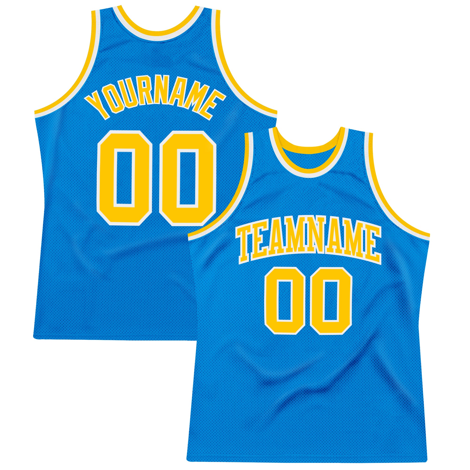 Custom Blue Gold White Basketball Jersey - Authentic Throwback Style Custom Blue Gold-White Authentic Throwback Basketball