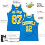 Custom Blue Gold White Basketball Jersey - Authentic Throwback Style Custom Blue Gold-White Authentic Throwback Basketball - Image 2