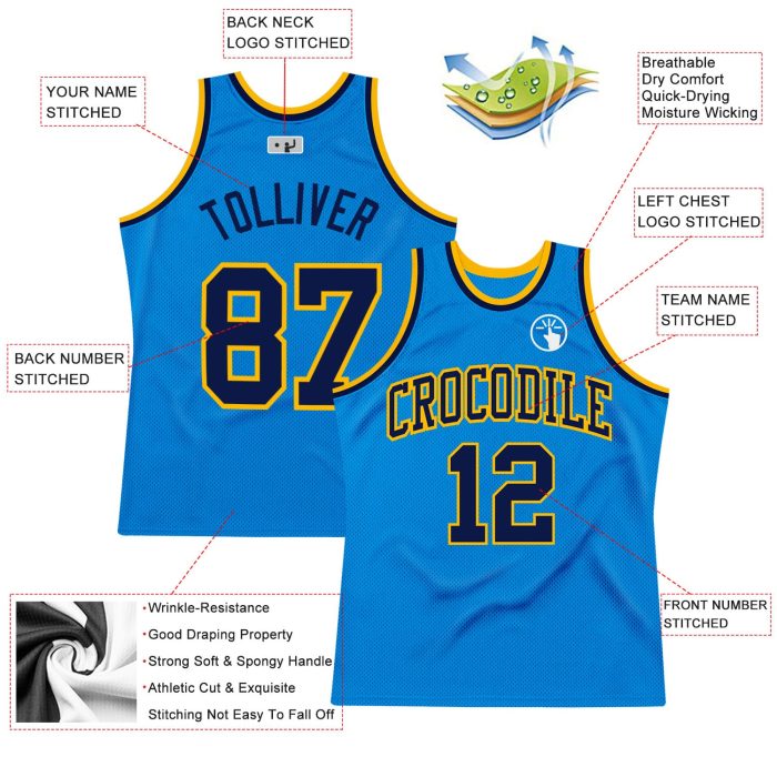 Custom Basketball Jersey - Authentic Navy Gold Throwback Style, Personalized Design Custom Blue Navy-Gold Authentic Throwback - Image 2