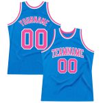 Custom Basketball Jersey - Authentic Throwback in Blue, Pink, and White Custom Blue Pink-White Authentic Throwback Basketball