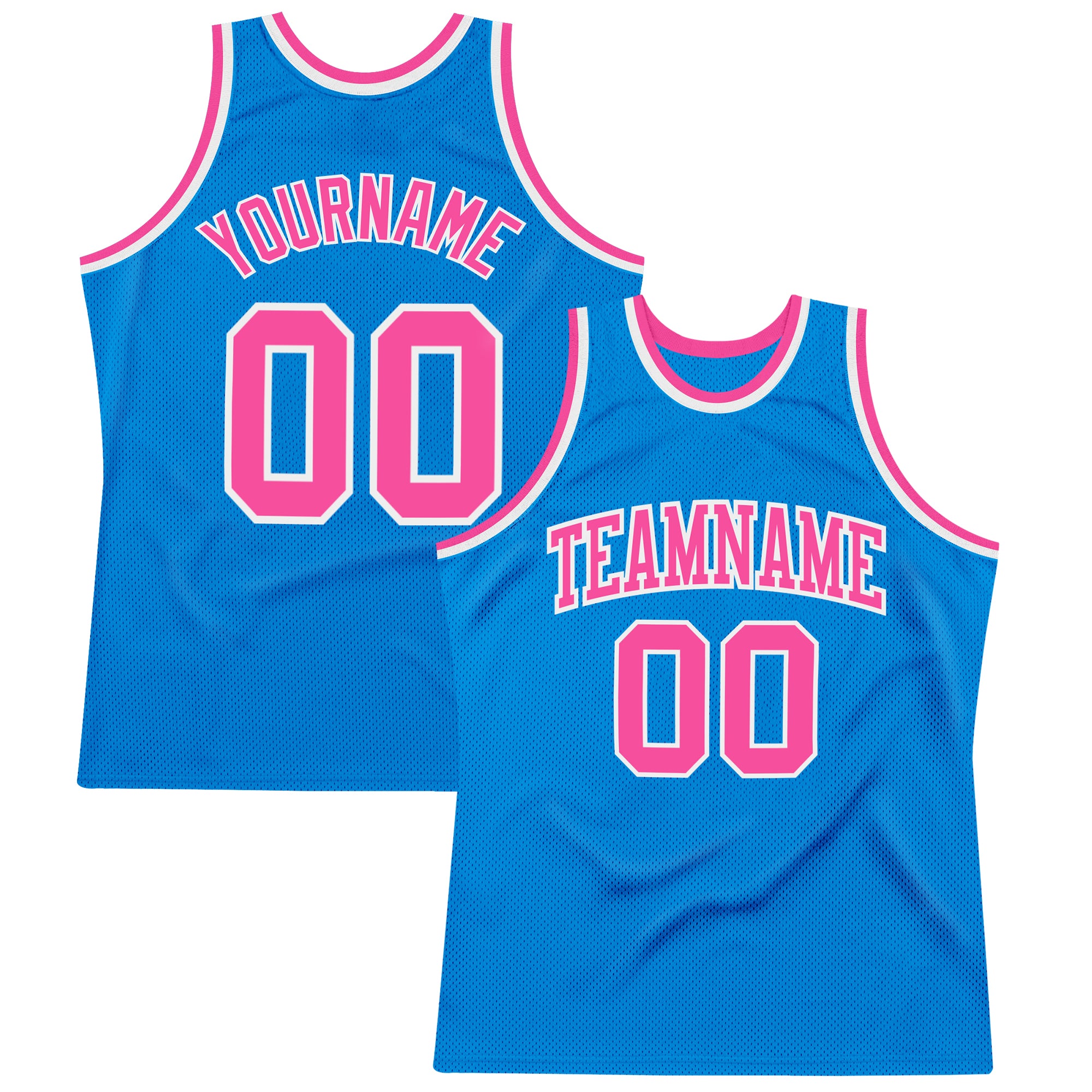 Custom Basketball Jersey - Authentic Throwback in Blue, Pink, and White Custom Blue Pink-White Authentic Throwback Basketball