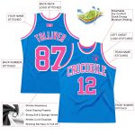 Custom Basketball Jersey - Authentic Throwback in Blue, Pink, and White Custom Blue Pink-White Authentic Throwback Basketball - Image 2