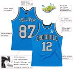 Blue Gray Silver Custom Basketball Jersey - Authentic Throwback Style Custom Blue Silver Gray-Black Authentic Throwback Basketball - Image 2