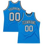 Blue Gray Silver Custom Basketball Jersey - Authentic Throwback Style Custom Blue Silver Gray-Black Authentic Throwback Basketball