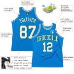 Custom Authentic Throwback Basketball Jersey - Blue White Kelly Green Custom Blue White-Kelly Green Authentic Throwback Basketball - Image 2