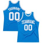 Custom Blue White-Light Blue Basketball Jersey - Authentic Throwback Design Custom Blue White-Light Blue Authentic Throwback