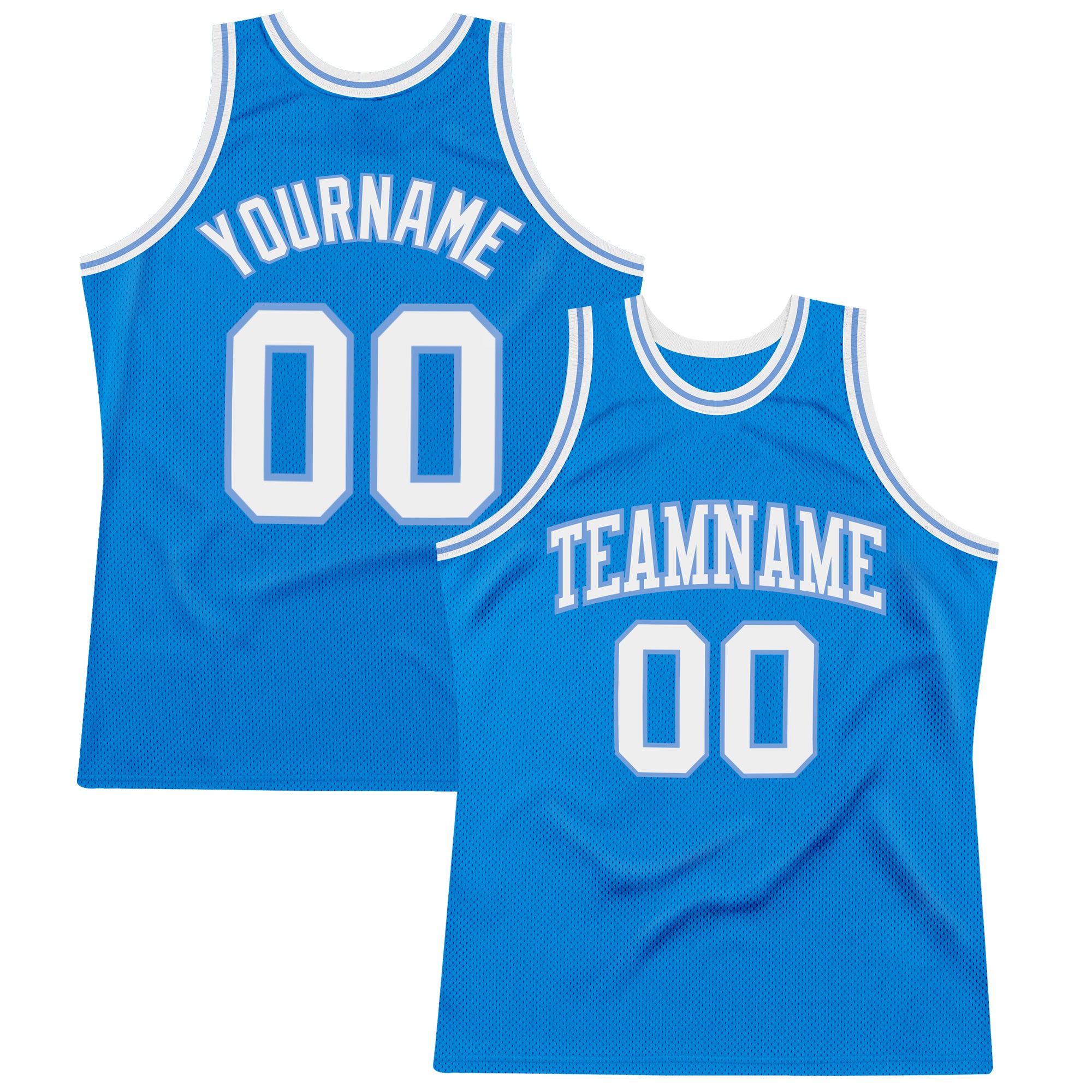 Custom Blue White-Light Blue Basketball Jersey - Authentic Throwback Design Custom Blue White-Light Blue Authentic Throwback