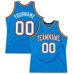 Blue White Navy Orange Basketball Jersey - Custom Authentic Throwback Design Custom Blue White Navy-Orange Authentic Throwback