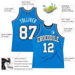 Custom Basketball Jersey - Authentic Blue White Silver Gray Throwback Design Custom Blue White-Silver Gray Authentic Throwback - Image 2